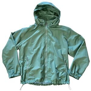 Lands' End Convertible Green Hooded Men's Windbreaker Rain Jacket Size XL